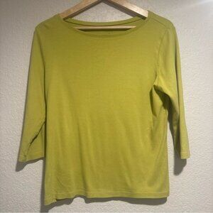 100% Pima Cotton Talbots Green 3/4 Sleeve Top